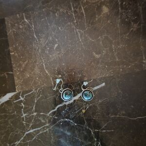 Green and Silver Turquoise Dangle Earrings